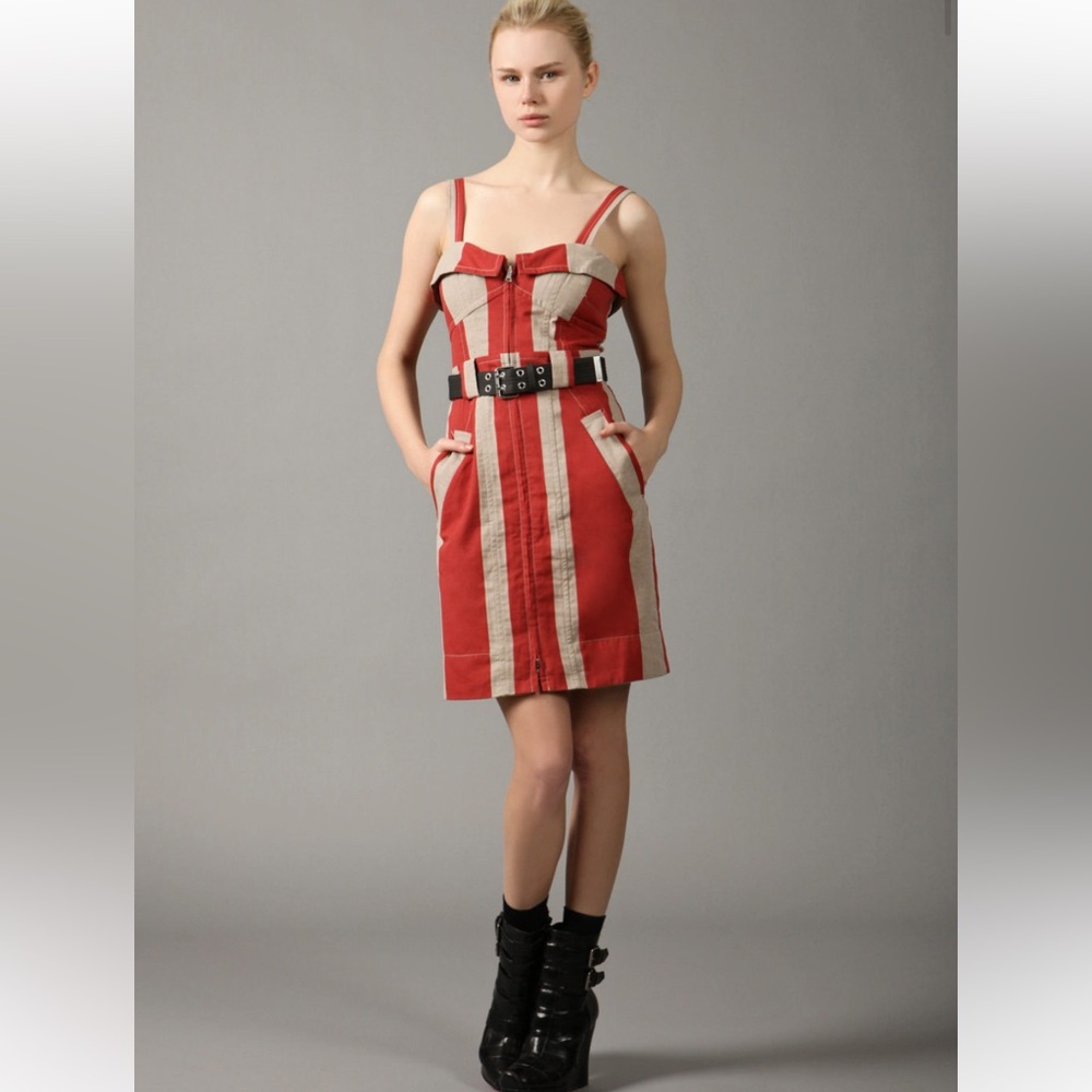 Marc Jacobs summer linen jacquard zip sleeveless dress with belt 2
